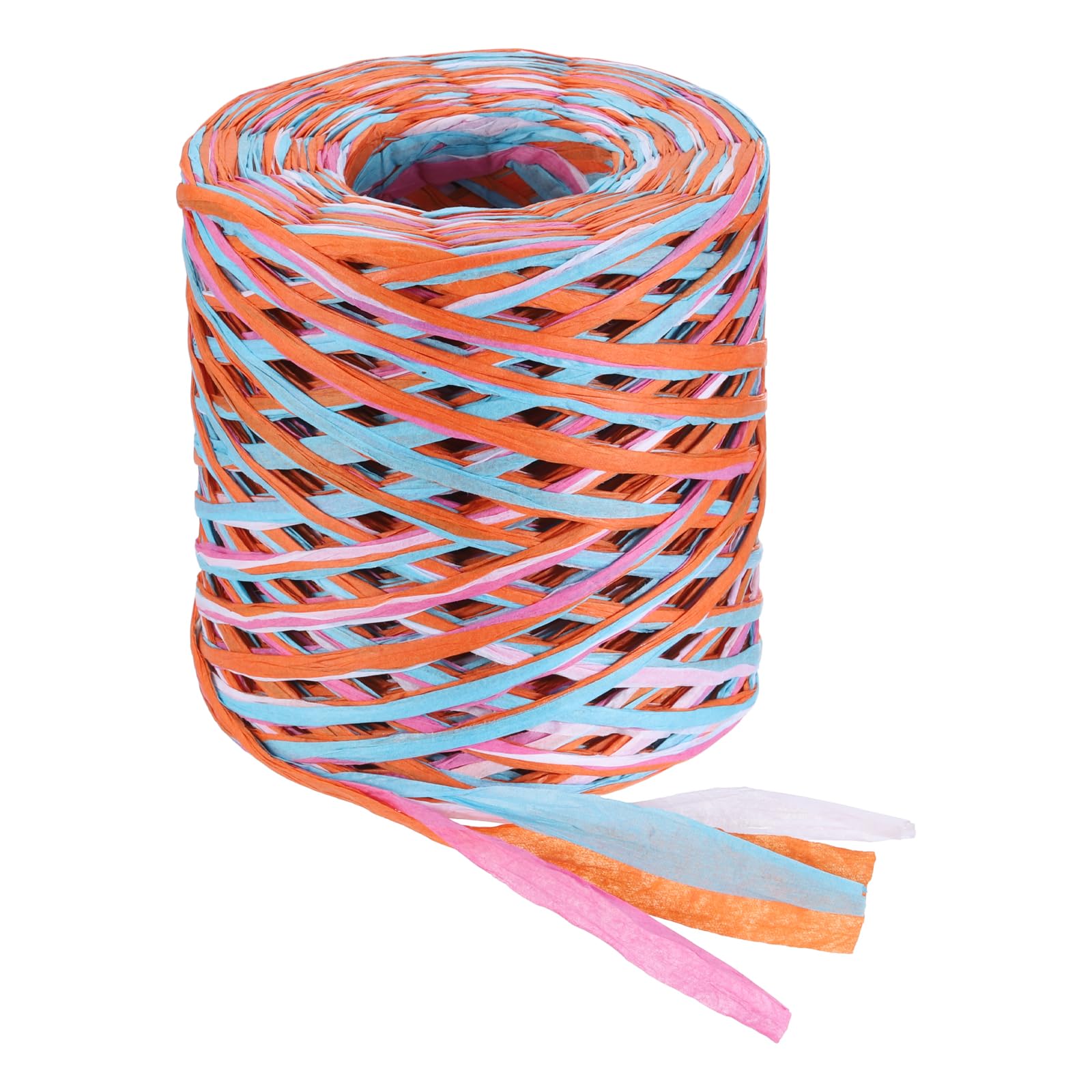 sourcing map Raffia Ribbon, 131 Yard Natural Raffia Paper String 5mm Wide Packing Paper Twine Rope for Gift Wrapping DIY Crafts Decoration, White, Orange, Blue, Pink
