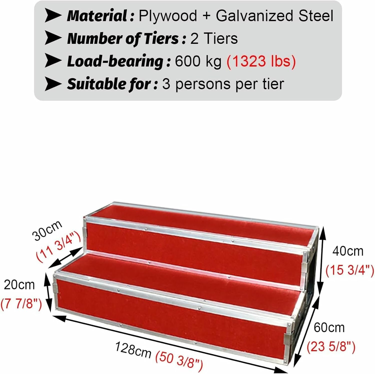 Tiered Choral Risers Platform for Concert Hall, Multi-Functional Choir Step Treads Lecture Stands, Floor Standing Group Shot Stair Stool(2/3 Levels)