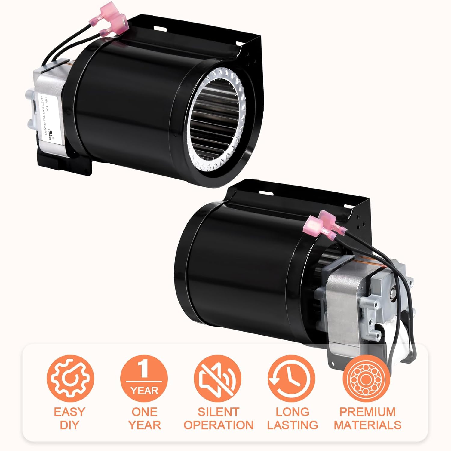 Hiorucet Front Mount Blower Motor for Lopi Freedom Bay & Freedom II, Answer, Revere, Avalon Olympic 1190 Wood Stove Insert, Replacement Blower Fan for Lopi 99000123, Avalon 99000137 99000190 99000126.