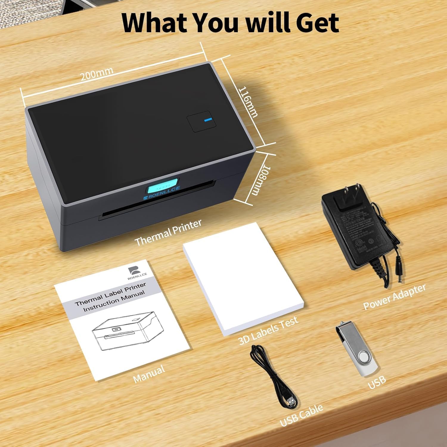 Thermal Shipping Label Printer, 4x6 Bluetooth Shipping Printer for Small Business, Compatible with Windows, Mac, iOS, Android, for Amazon, Ebay, Shopify, UPS, USPS, FedEx