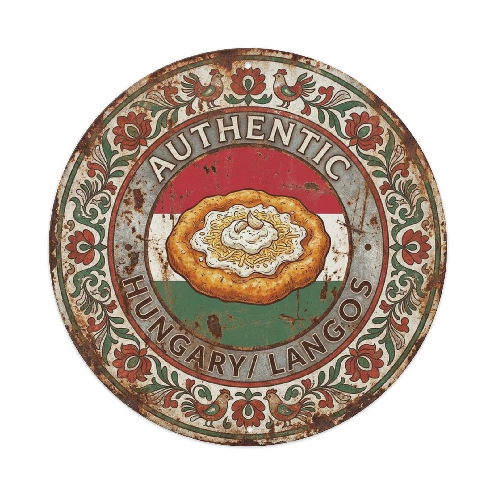 Hungary Travel Langos Hungarian Fried Bread Cuisine Metal Tin Sign