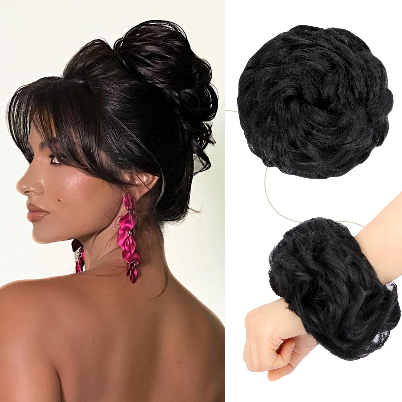 HOOJIH Claw Clip Messy Bun Hair Piece Real Human Hair Buns