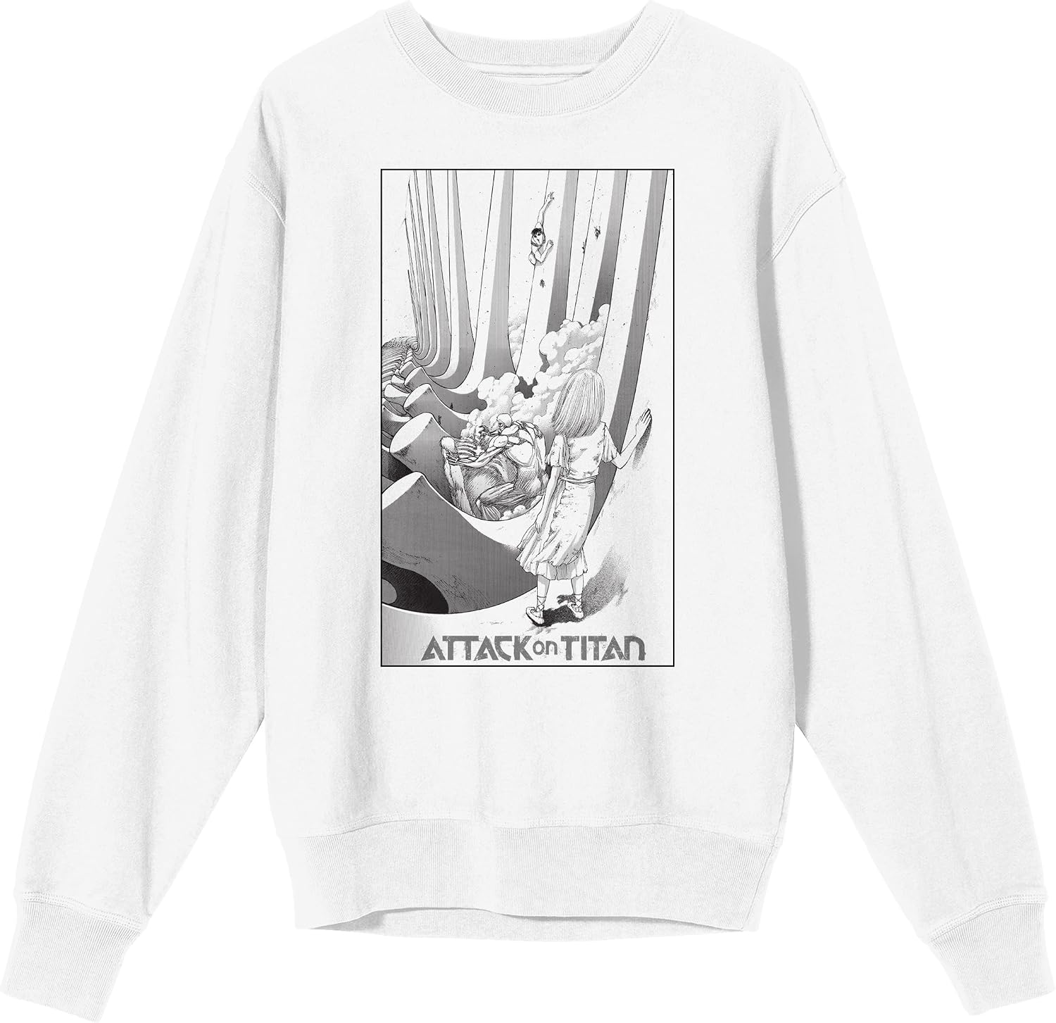 Bioworld Attack On Titan Ymir Fritz Watching Titans Adult White Crew Neck Sweatshirt