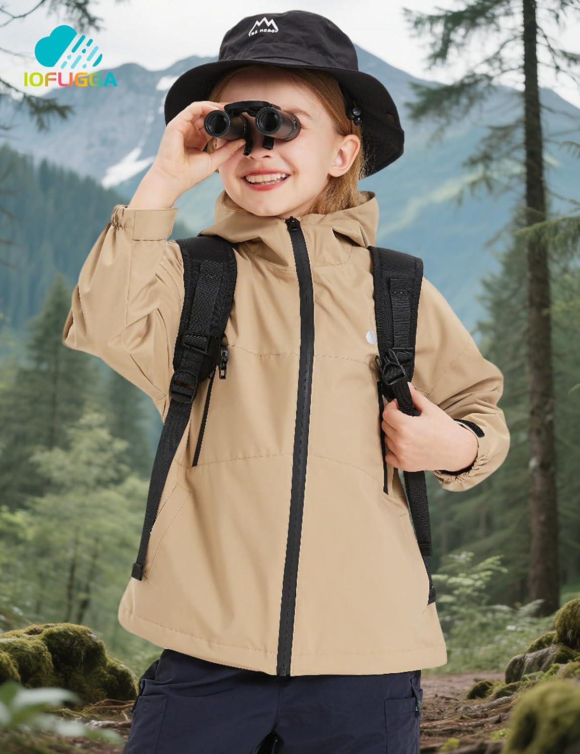 Kids Rain Jacket for Boys Girls,Lightweight Waterproof Hooded Breathable Outdoor Coat,Easy to Fold,for 5-14Y