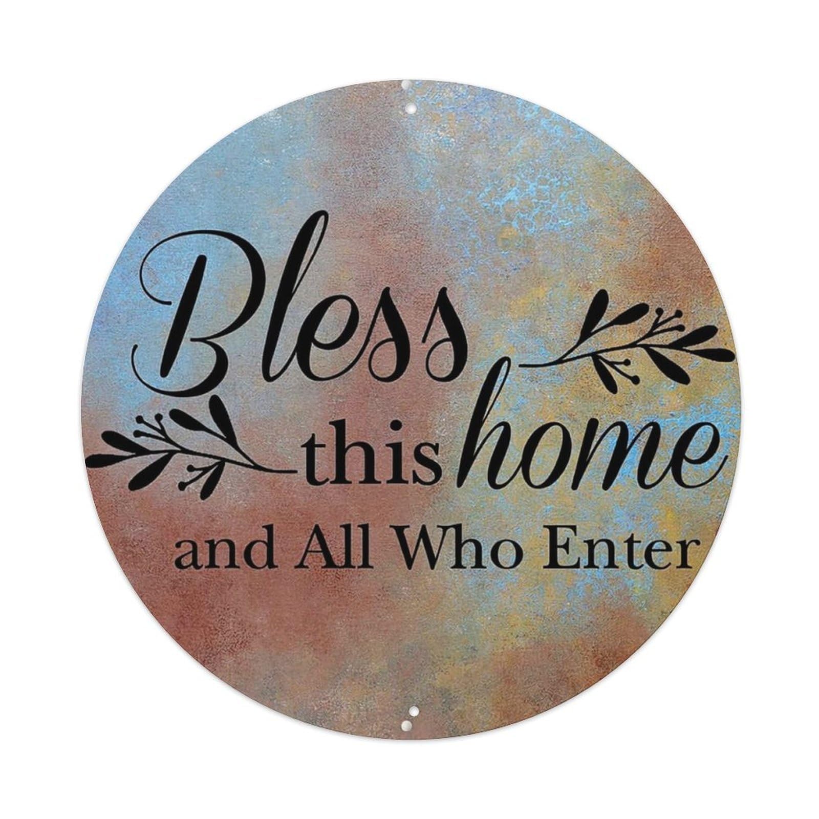 Bless This Home And All Who Enter Vintage Round Tin Sign Retro Metal Wall Decor Metal Poster, Home Bar Garage Cafe Wall Art Decoration 8x8Inches