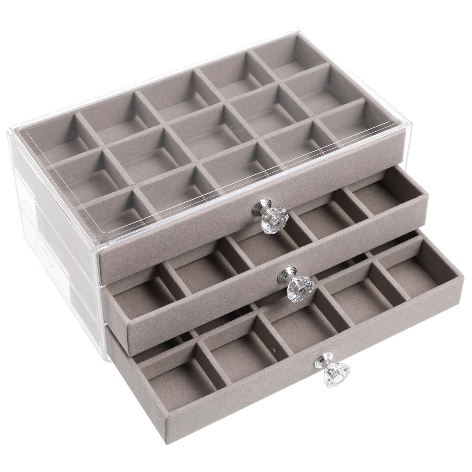 Boîte à bijoux velours compacte anti-nœuds pour bagues et colliers