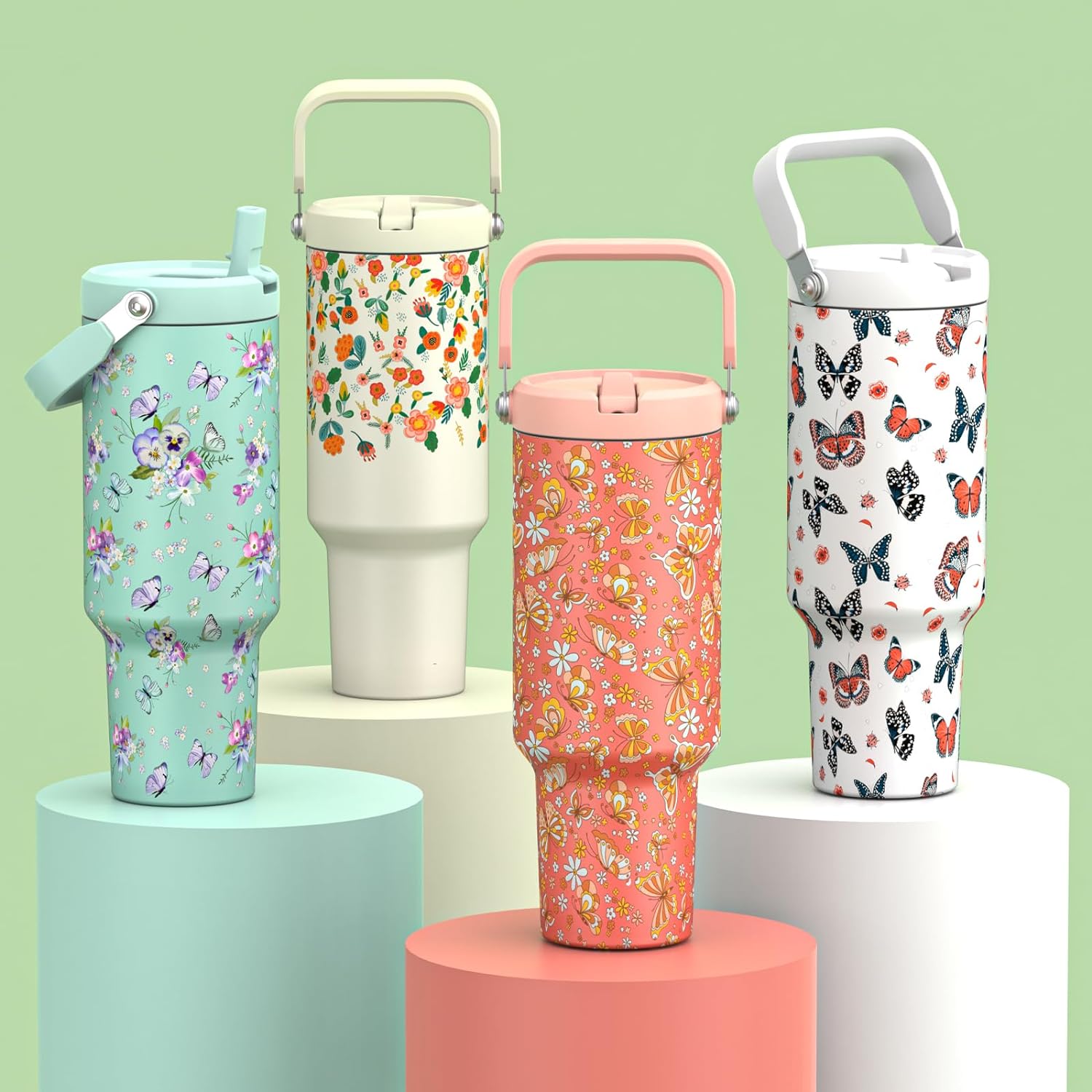 40 oz Insulated Tumbler with Top Handle and Flip Straw, Vacuum Insulated Stainless Steel Cup with Leak-Proof Lid, Sweat-Free, Fits Cup Holder, Keeps Ice Cold up to 30 Hours - Image 8