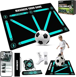 サッカー マット つきサッカー 練習ベルト【1人で手軽にスキルアップ!】 サッカー 室内練習 滑り止め 静音 60*90cm サッカー トレーニングマット 練習道具 レッスン動画つき