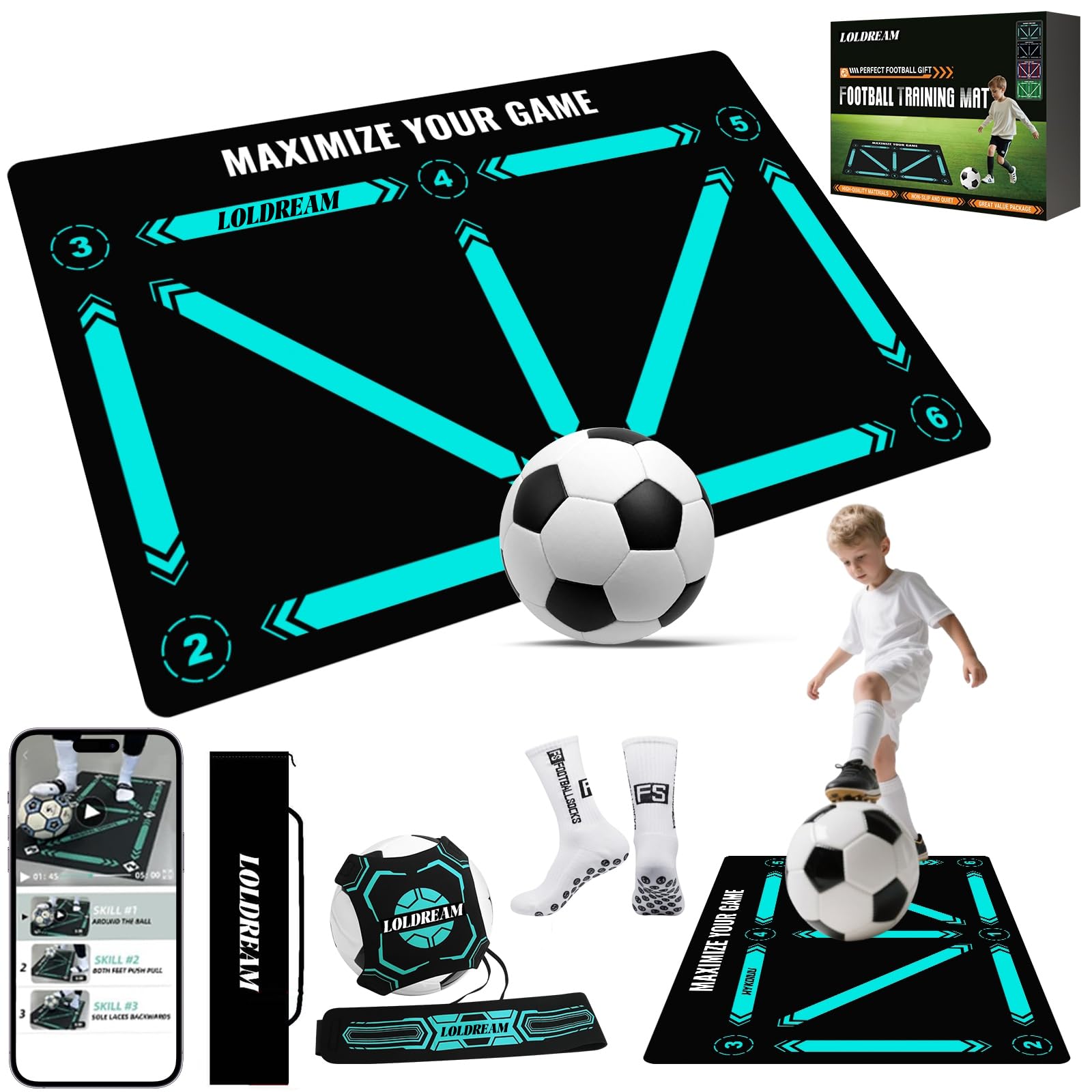 Amazon | サッカー マット つきサッカー 練習ベルト【1人で手軽に
