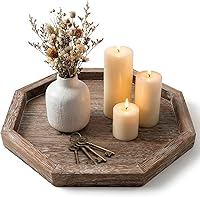 Vista 12 de Bandeja decorativa redonda para mesa de café, mesa de comedor, encimera, pequeñas bandejas de servir de madera, decoración de cocina de granja, Negro