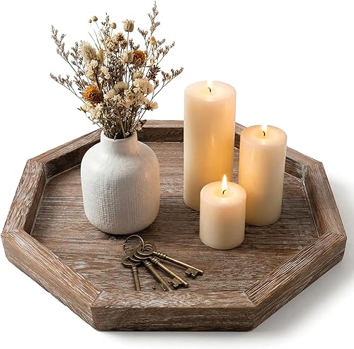 Miniatura 12 de Bandeja decorativa redonda para mesa de café, mesa de comedor, encimera, pequeñas bandejas de servir de madera, decoración de cocina de granja,