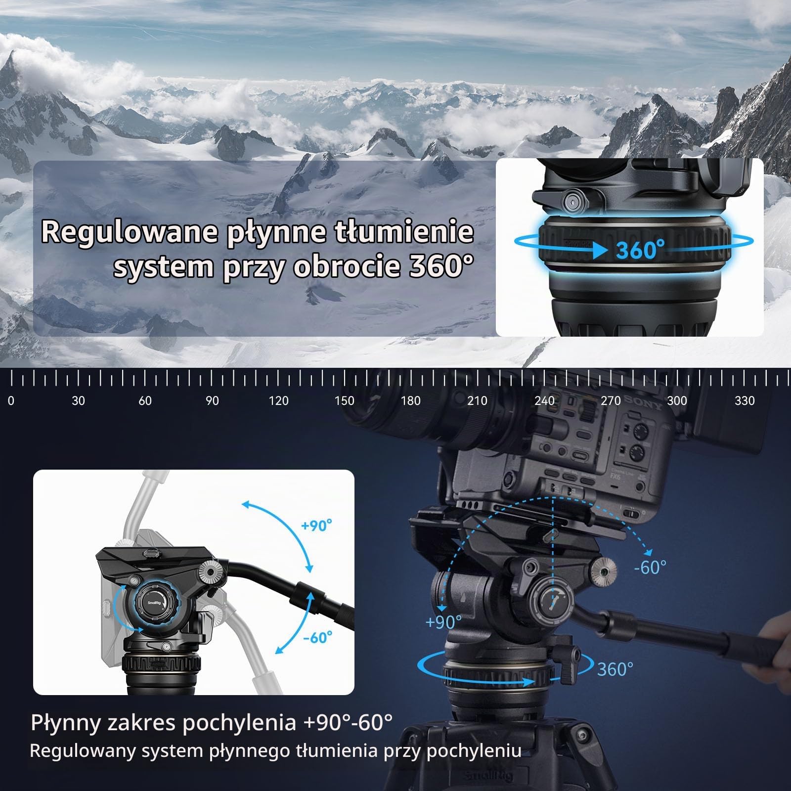 SMALLRIG AD-120 FreeBlazer Counterbalance Carbon Fiber Video Tripod Kit, 77-calowy statyw wideo z 6-stopniową przeciwwagą, bezstopniowa regulacja tłumienia podczas obrotu/pochylenia - 4463