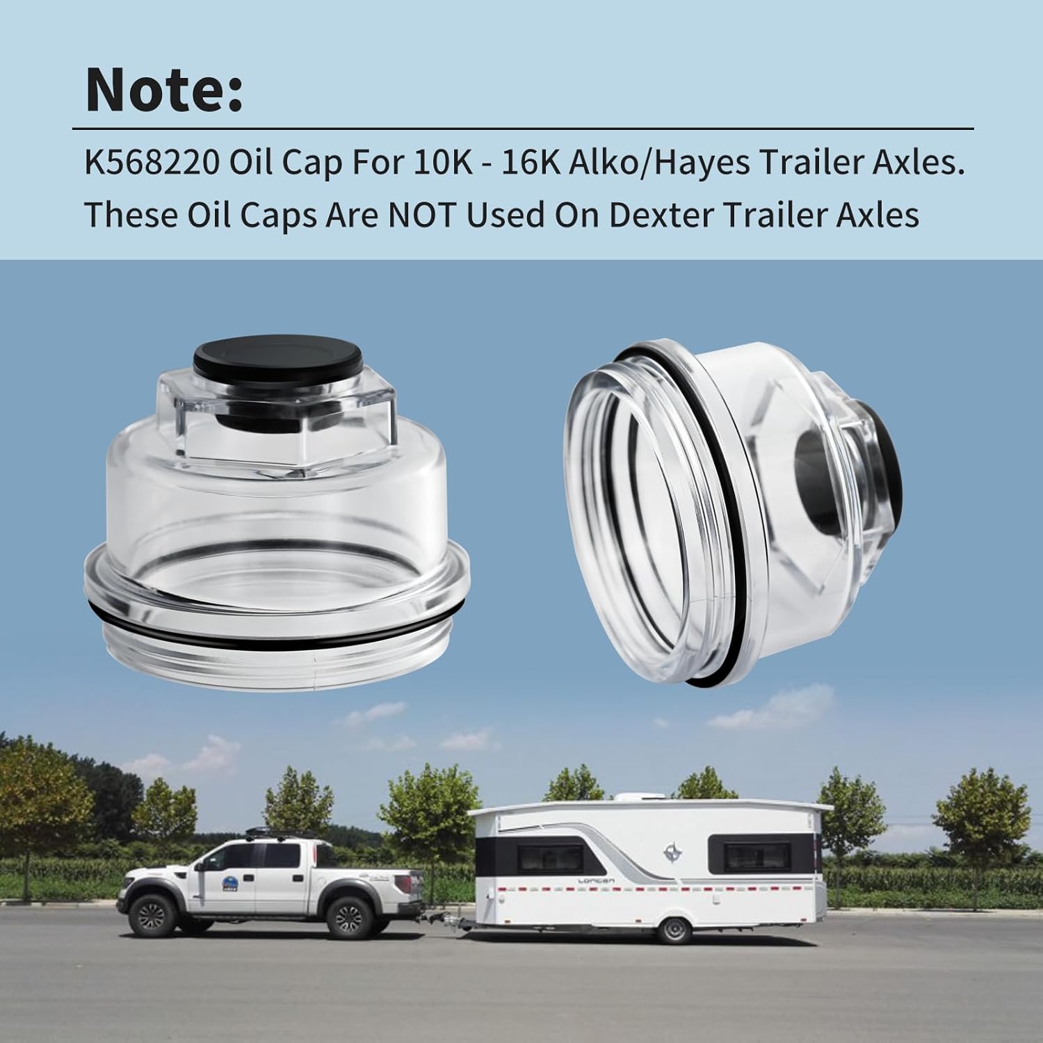 4 Pack K568220 3-3/4 Outside Thread Diameter Oil Cap Compatible with AL-KO/Hayes 10K - 16K Trailer Axles，With O-Ring & Plug K71-859-00