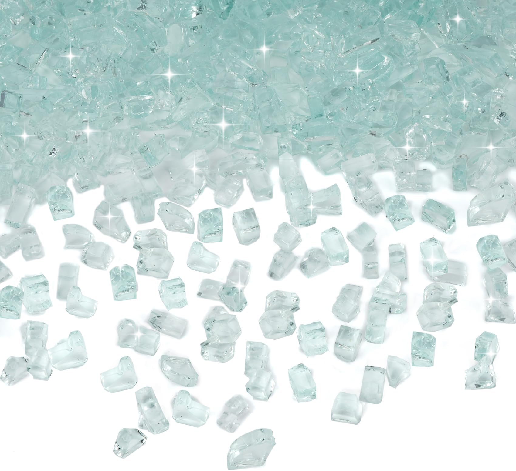 Skyflame High Luster 10-Pound Regular Fire Glass for Fire Pit Fireplace Garden Landscaping Crystal Ice 1/4" Size