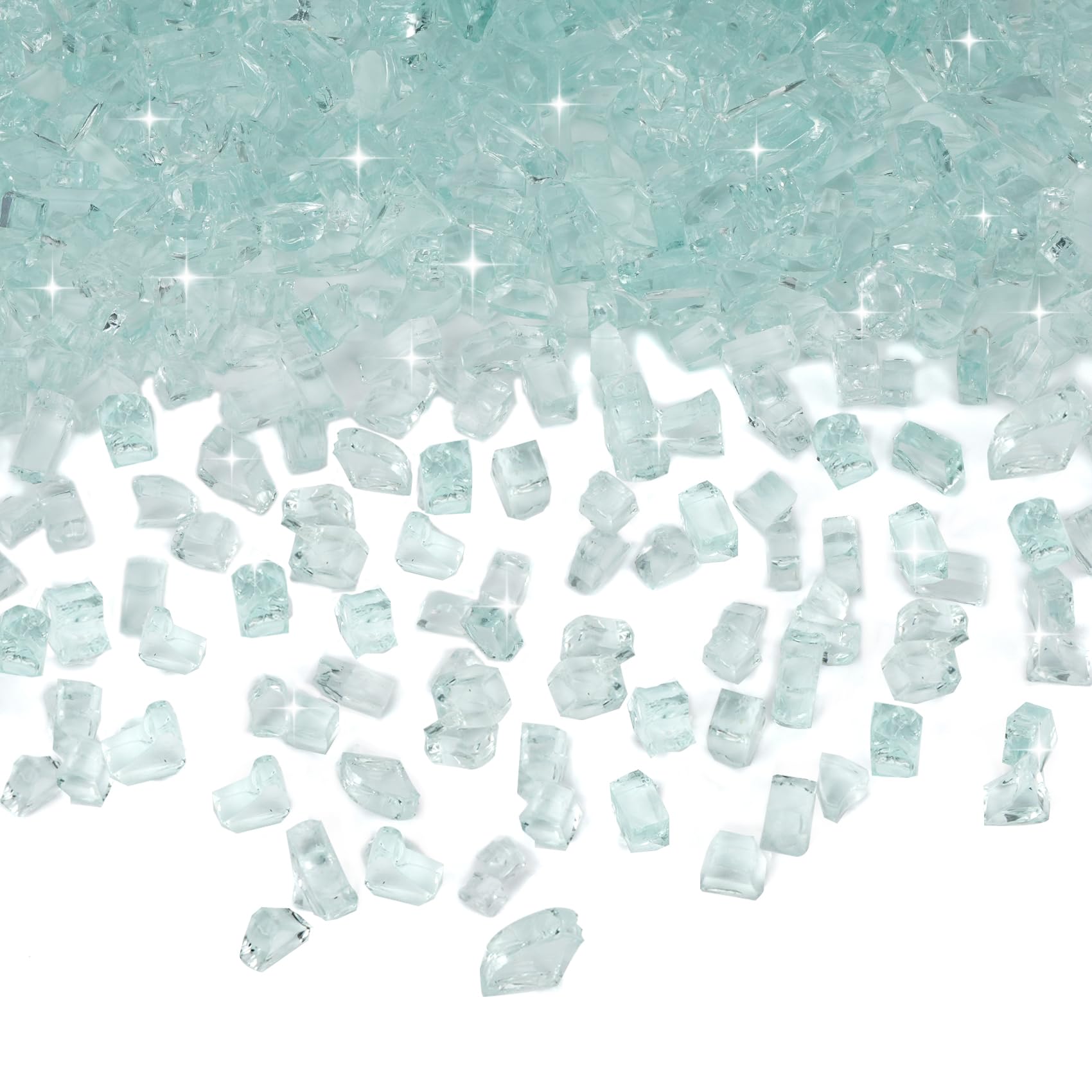 Skyflame High Luster 10-Pound Regular Fire Glass for Fire Pit Fireplace Garden Landscaping Crystal Ice 1/4" Size