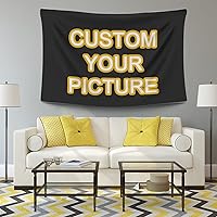 Vista 1 de Mocsicka Pancartas y letreros personalizados para cargar imágenes de tapiz personalizado para dormitorio (negro, 60 x 60 pulgadas, cuadrado)