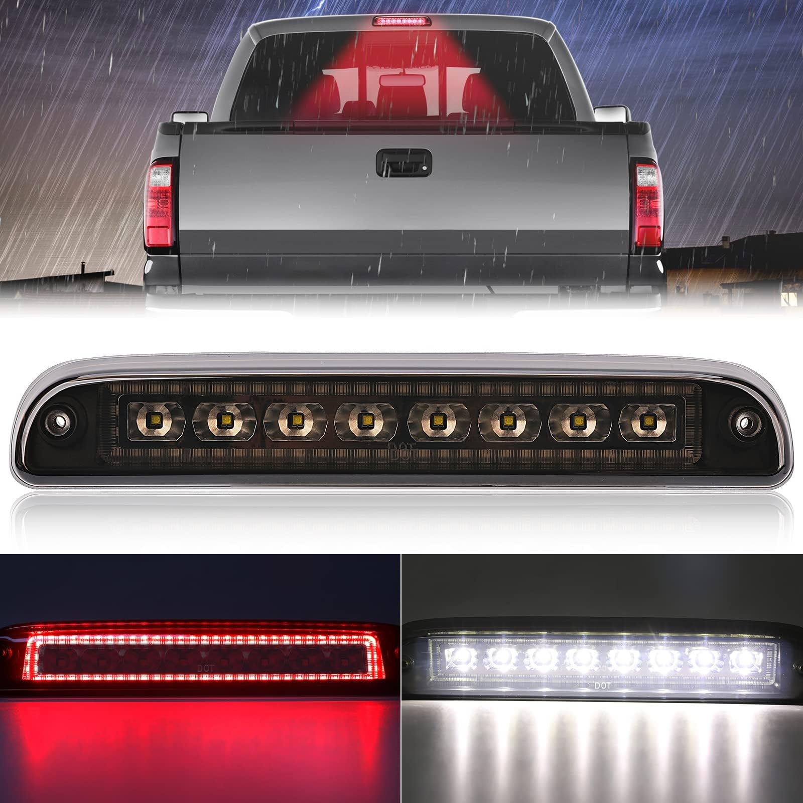 Ford F250 F350 Super Duty 3rd Brake Light LED Accessories - Compatible with 1999-2016 Ford F450 F550 & 95-03 Ranger Tail Cab Cargo Lights
