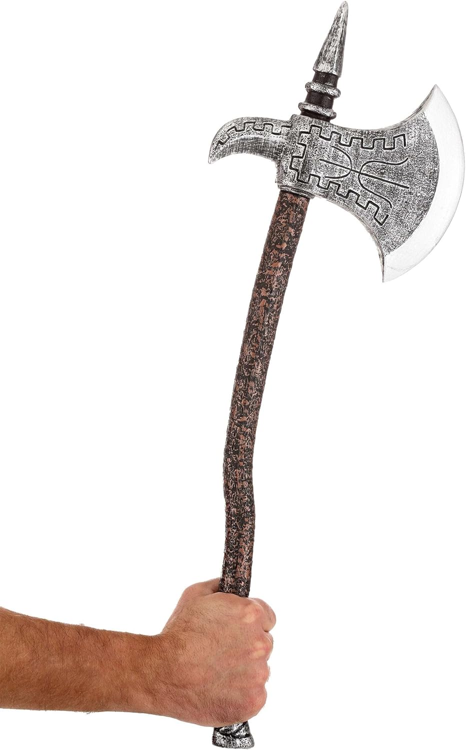 Deluxe Viking Spear Axe Prop Weapon - 26 Inch Molded Plastic with Carved Symbols - Image 3