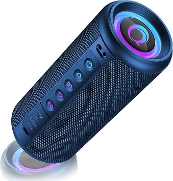 Portable Bluetooth Speaker, 2026 Bluetooth 5.4 Wireless Speaker with 20W HD Loud Stereo Sound, 20H Playtime, LED Lights, IP7, TWS Pairing, Built-in Mic, for Outdoor, Home, Beach, Party, Gift, Blue