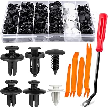 125 Pieces Car Mounting Clips 5 Pieces Car Disassembly Tools 6 Types of Door Trim Clips for Car Door Trim Bumper Trim Mudguard with Yellow 125