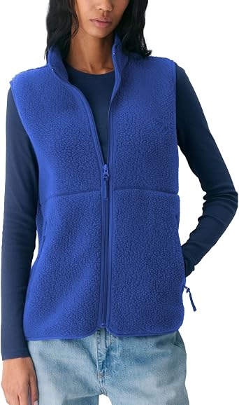 Hixiaohe Sherpa Fleece Vest for Women Trendy Warm Sleeveless Vests Jacket Lightweight Zip Coats with Pockets Fall Outerwear