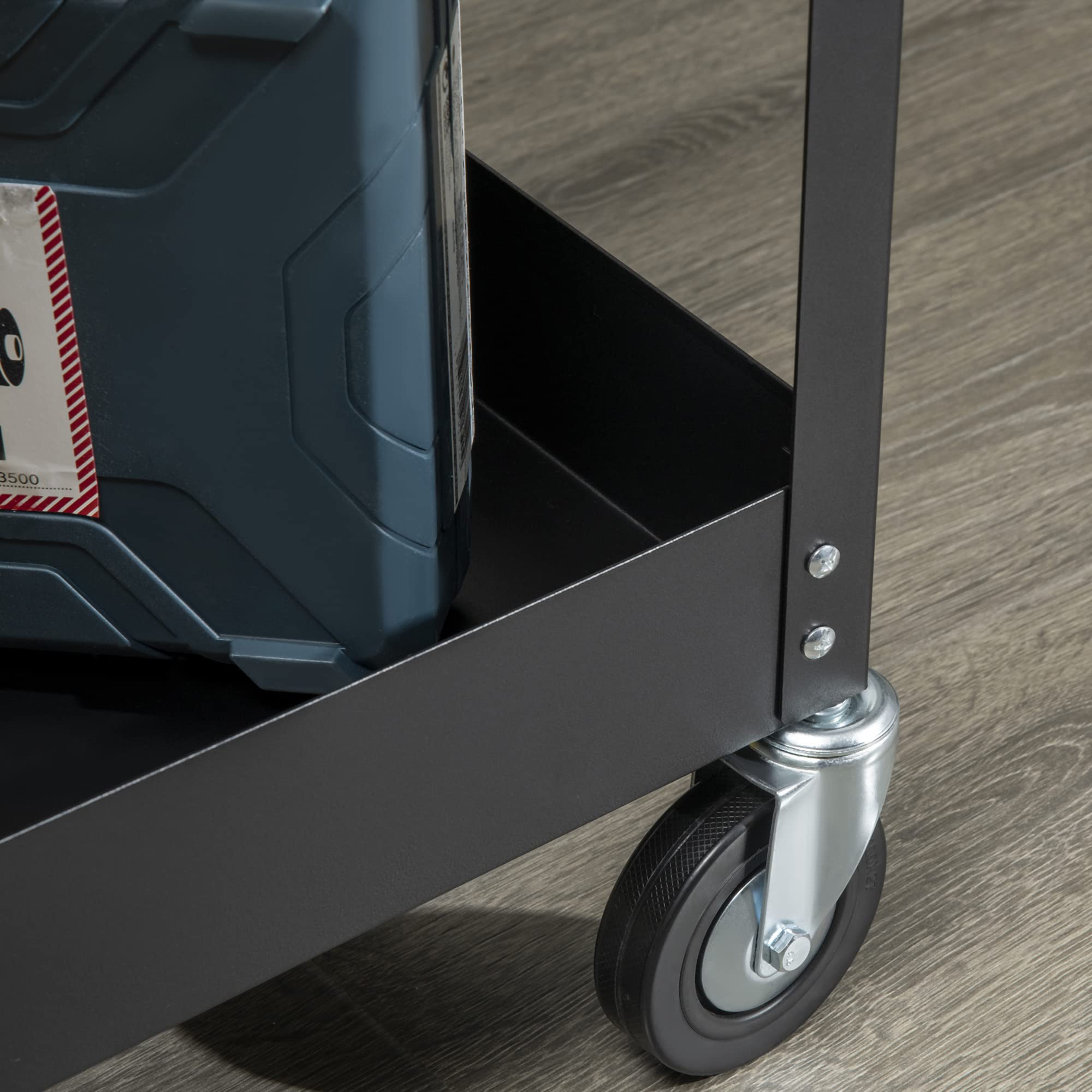 DURHAND Carrello Porta Utensili a 2 Ripiani, Carrello da Officina e Garage in Acciaio 84.5x38x84cm, Nero