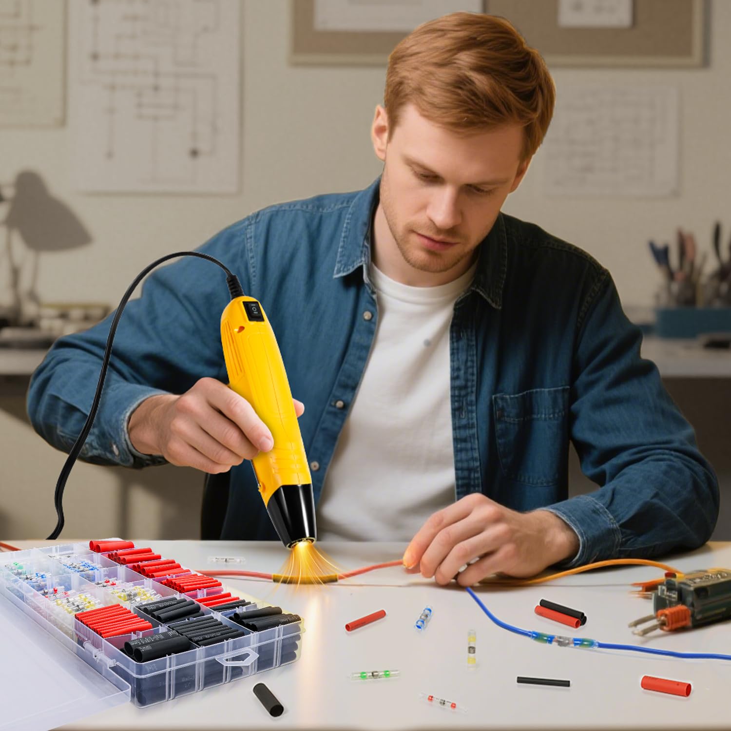 haisstronica 340 PCS All in One Set with Solder Seal Wire Connectors,3:1 Heat Shrink Tubing and Heat Gun,Solder Sticks Wire Terminals Electrical Connectors for Automotive, Marine, Trailer Wiring