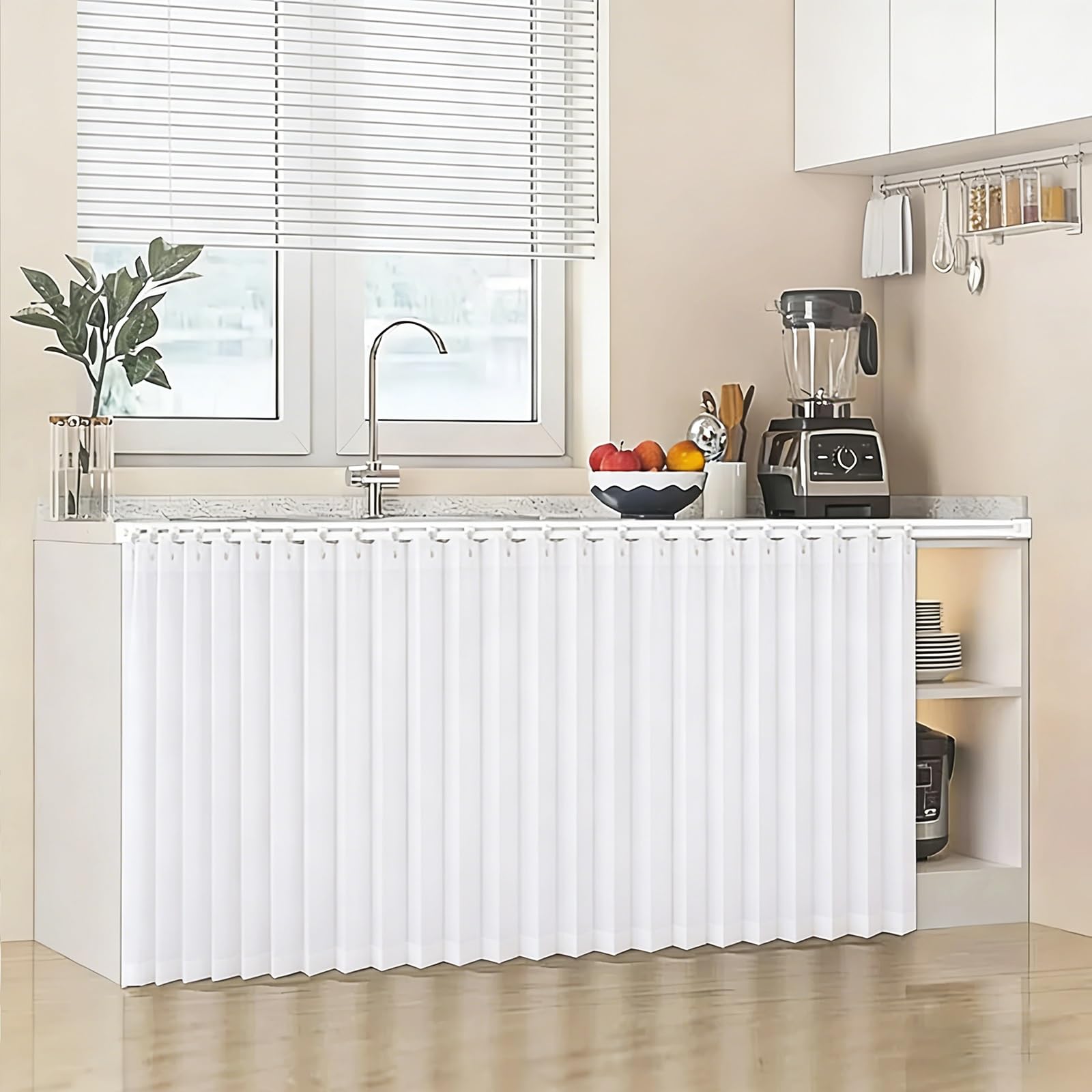 Rideau d'intérieur magnétique pliable blanc pour meuble et placard 100cm