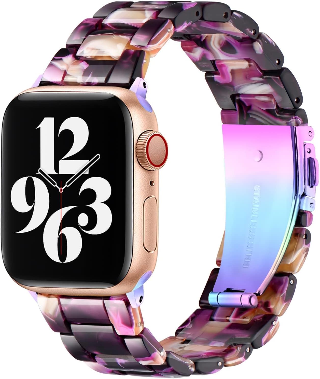 Bestig Resin Band Compatible with Apple Watch Bands for Women 40mm 38mm 41mm 42mm(Series 11 10), Lightweight Waterproof Strap for iWatch Series 10 9 8 7 6 5 4 3 2 1 SE Men(DazzlingPurple)