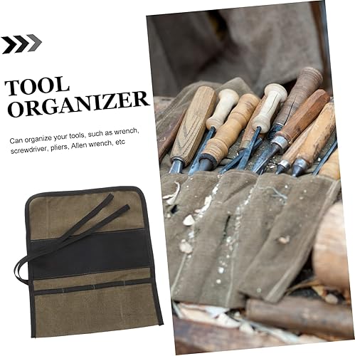 Miniatura 9 de DOITOOL Bolsa de rollo para electricistas artesanales, bolsa para tallar, organizador de electricista, bolsillos de herramientas, Hvac, mecánico,