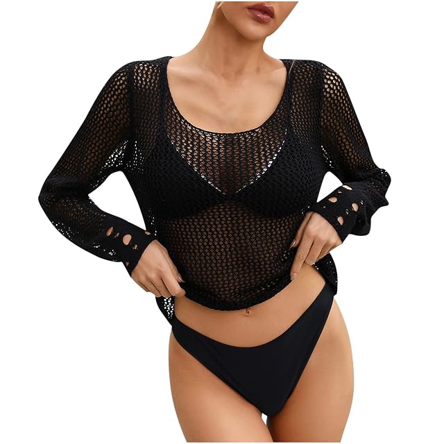 2025 Swim Cover Ups for Women Sexy Open Knit Beach Dress Bathing Suit Sheer Mesh Pool Cover Up