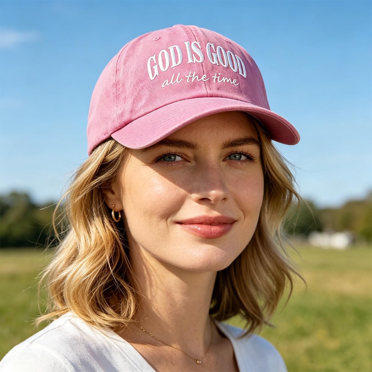 God is Good All The Time Hat for Men Women, Adjustable Cotton Embroidered Jesus Christian Faith Baseball Cap