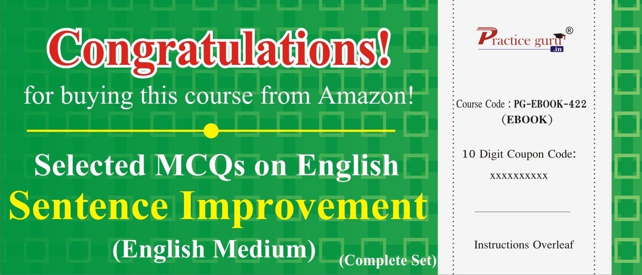 Practice Guru Selected MCQs on English: Sentence Improvement - Complete Set (Activation Key Card)-image-37