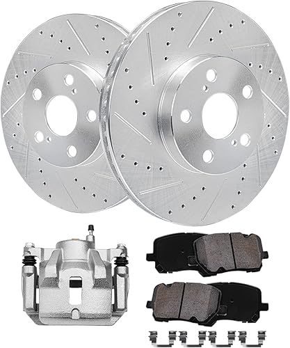 Miniatura 9 de Detroit Axle - Kit de freno delantero para Ford Explorer Mercury Mountaineer 2002-2005 Bujes de rodamiento de rueda perforados y ranurados rotores