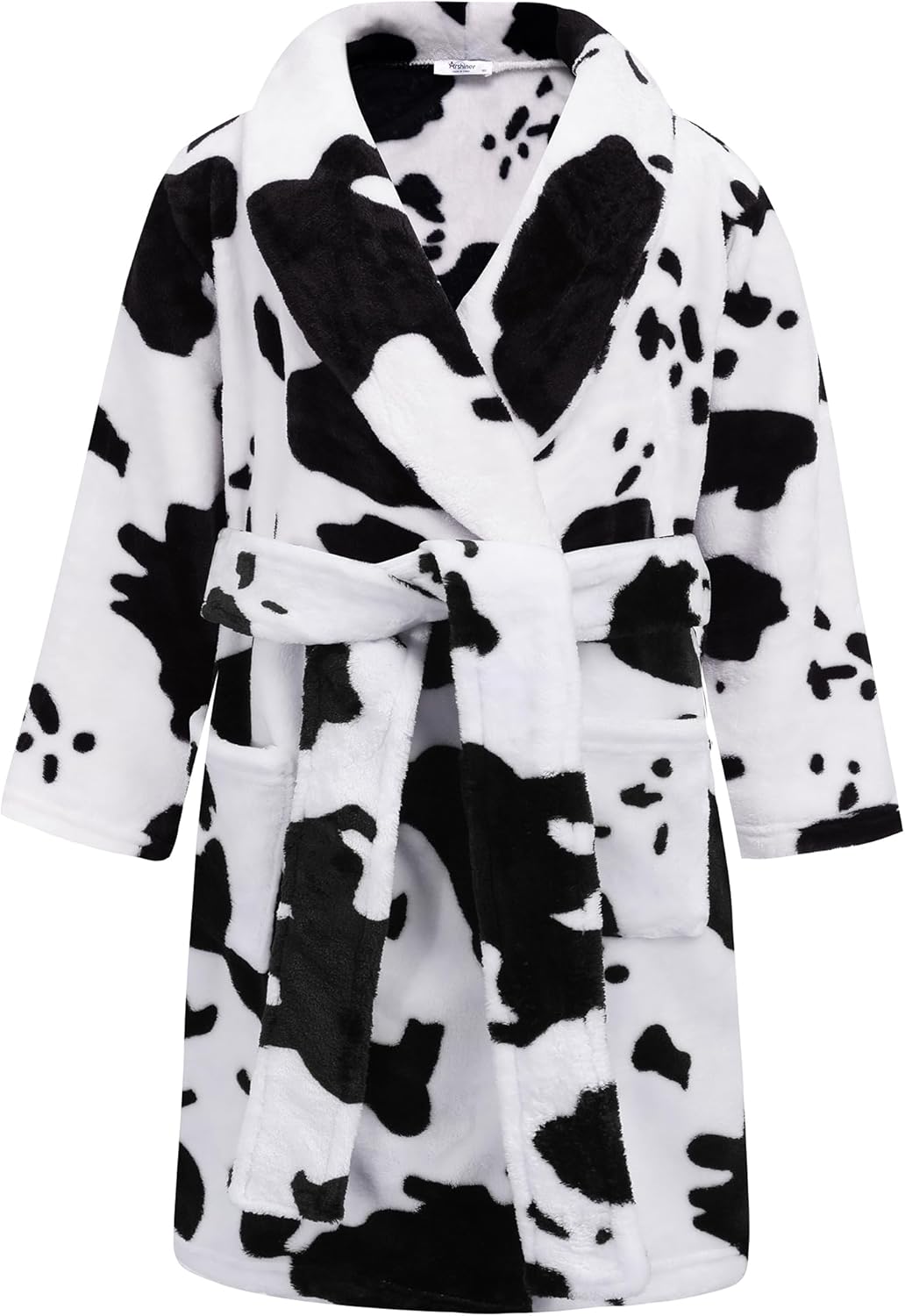 Arshiner Boys Girls Flannel Bathrobes Soft Fuzzy Hooded Robe Sleepwear with Belt for Kids