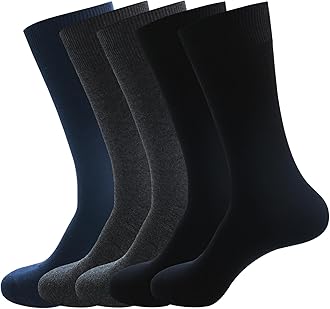 Men's Dress Socks 5 Pairs Mens Cotton Calf Business Formal Socks Soft Breathable Athletic Long Crew Casual Socks