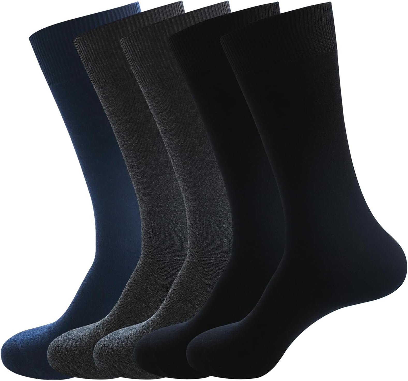 Men's Dress Socks 5 Pairs Mens Cotton Calf Business Formal Socks Soft Breathable Athletic Long Crew Casual Socks