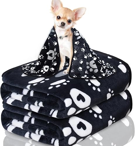 1 paquete de 3 mantas para perros medianos, manta de forro polar suave para mascotas, manta cálida para dormir, bonita manta con estampado de patas,