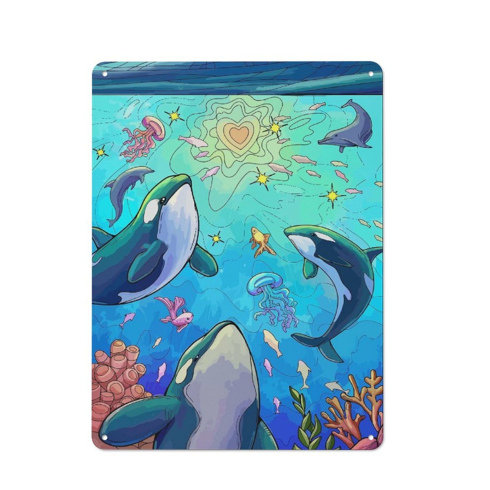 Bistro Style Love Underwater Decorative Metal Plaque 40x30cm, Bistro Wall Plaque for Tea Room, Shop Wall Or Breakfast Area