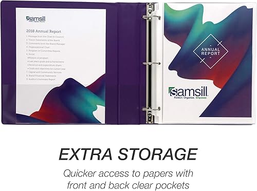Vista 131 de Samsill (MP128587) - Carpeta de 3 anillos redondos de 3 pulgadas, fabricada en los EE. UU., con cubierta transparente personalizable para insertos