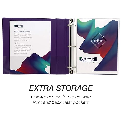 Vista 135 de Samsill (MP128567) - Carpeta de 3 anillos redondos de 2 pulgadas, fabricada en los EE. UU., con cubierta transparente personalizable para insertos