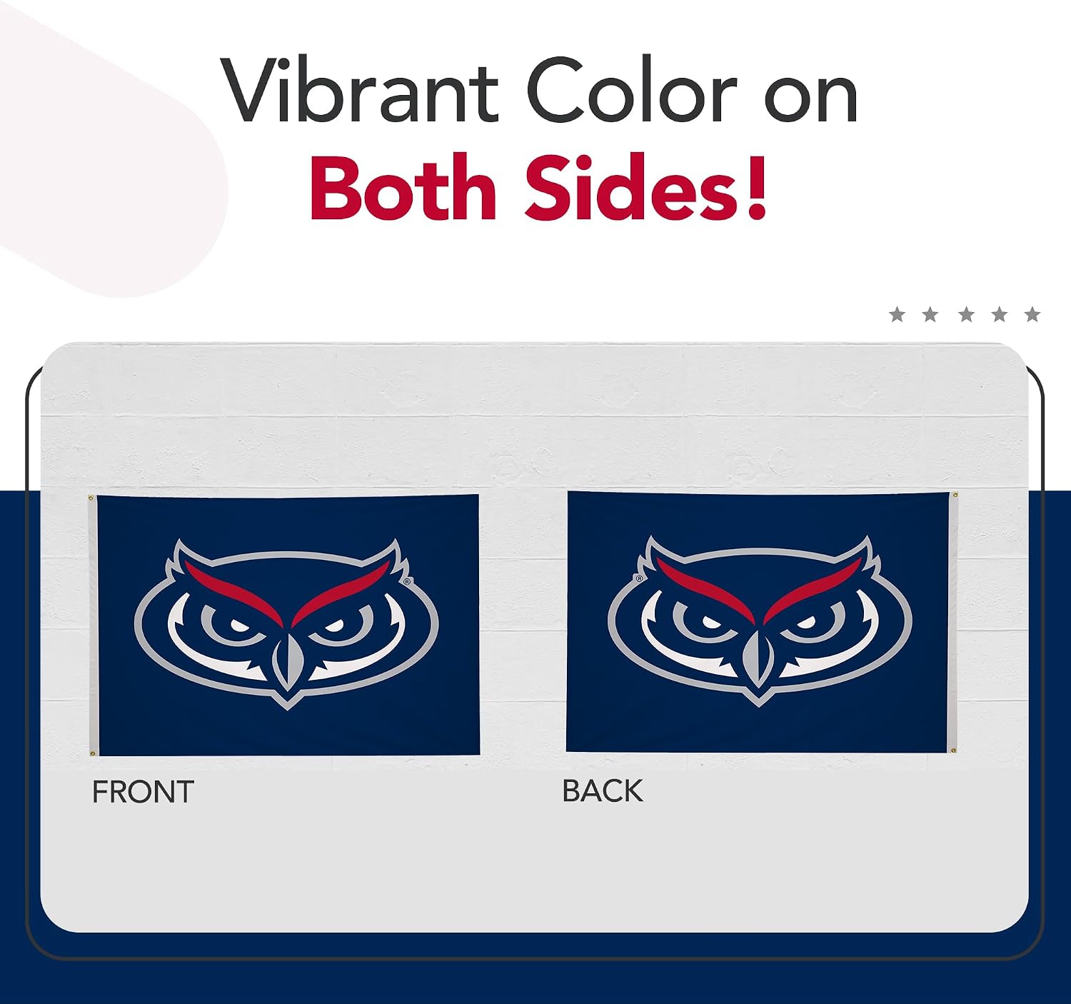 Florida Atlantic Owls College Sports Printed Flag - NCAA Licensed - Nylon - School Banner (Blue, Red) (4' x 6')
