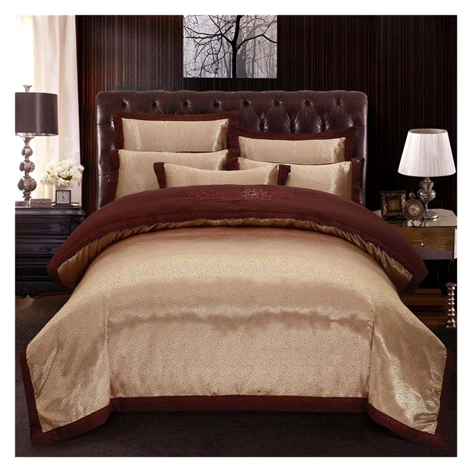Sbcgfy B Luxury Lack Edding Sets Silk Cotton Jacquard Queen/King Size Duvet Cover Set Wedding Edclothes Ed Linen Quilt Cover,Cotton Duvet, Zq-11042,-King Size 4Pcs