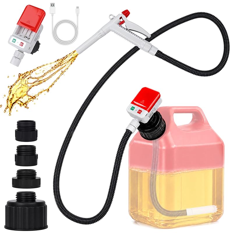 Bomba de transferência de combustível Eazy2hD com bico manual, USB-C, vazão de 12,1 L/min e mangueira de 129,5 cm com 4 adaptadores
