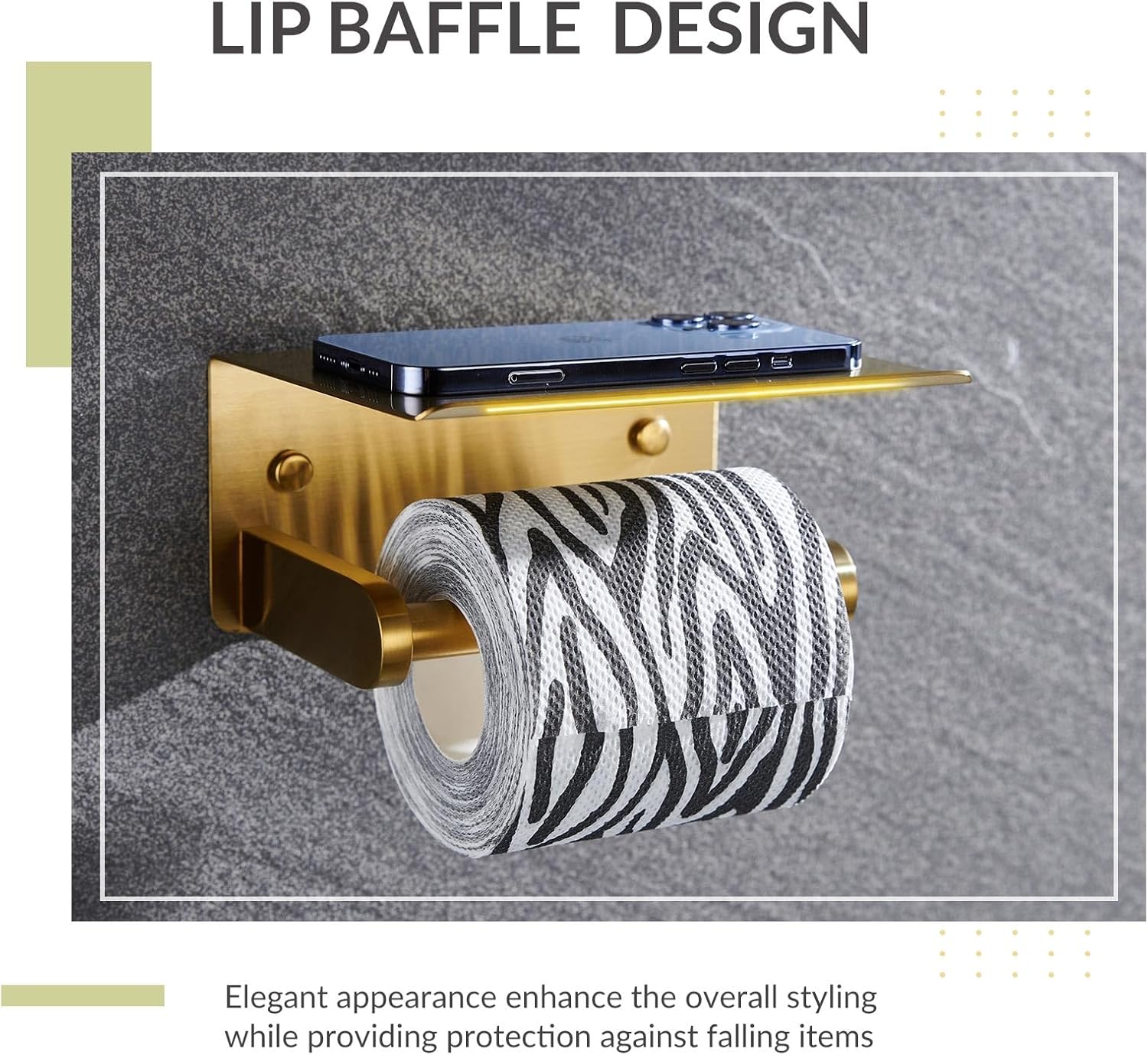 Toilet Paper Holder with Shelf, Coat Hook 2pcs Bundle, APLusee 304 Stainless Steel Wall Mounted Bathroom Accessories Brushed Gold