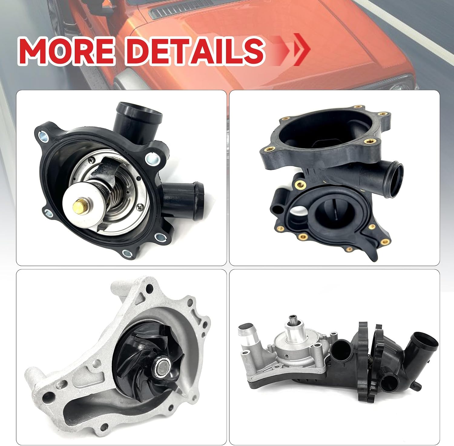 1Set Water Pump & Thermostat Assembly 079121013T Fits for 2013 2014 2015 RS5 079121013P, for 2011-2012 A8 Quattro 079 121 013
