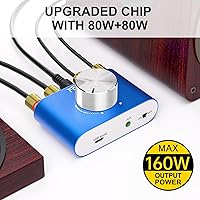 Vista 4 de Facmogu F900S - Mini amplificador de potencia Bluetooth 5.0 de 160 W, amplificador de sonido estéreo Hi-Fi digital de 2 canales 80 Wx2, receptor