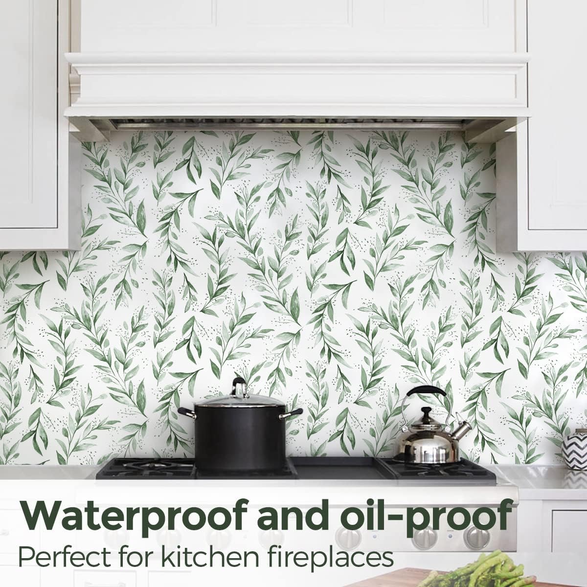 Beautyhero Peel and Stick Wallpaper 17.7 x314.9 Inch Olive Green Leaf Wallpaper Floral Contact Paper Bathroom Vinyl Removable Modern Farmhouse Sage Green Wall Paper Self Adhesive Neutral