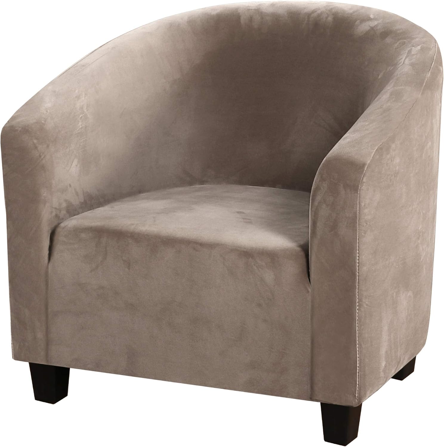 Flamingo P High Stretch Sofa Cover Velvet Tub Chair Cover Skid Resistance Furniture Protector Stretch Fabric Super Soft Couch Cover (1 Pack, Taupe)