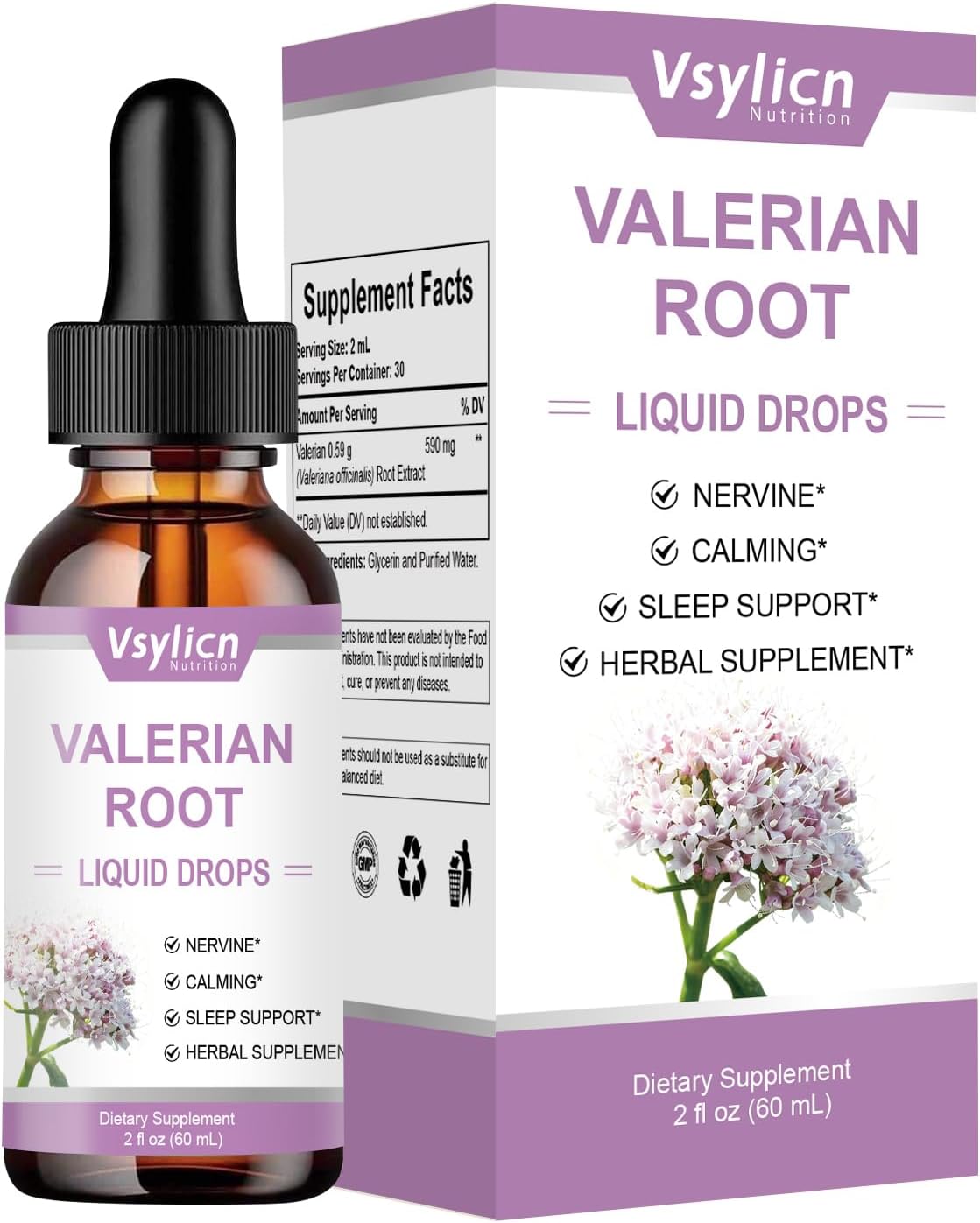 Valerian Root Liquid Drops | Sugar Free | High Strength Valeriana Officinalis Natural Herbal Supplement | Support Sleep | Calm and Stress Relief | Vegan | Non-GMO | Gluten Free | 60ml